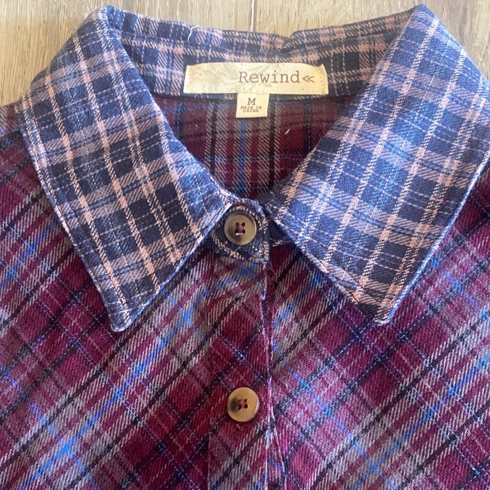 Rewind Upcycled Plaid Rolling Stones shirt - Picture 2 of 6